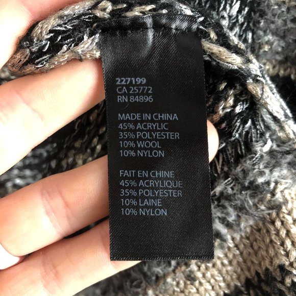 Fylo Women's Size Small Black Brown Grey Open Front Knit Sequin Cardigan Sweater - Picture 6 of 7